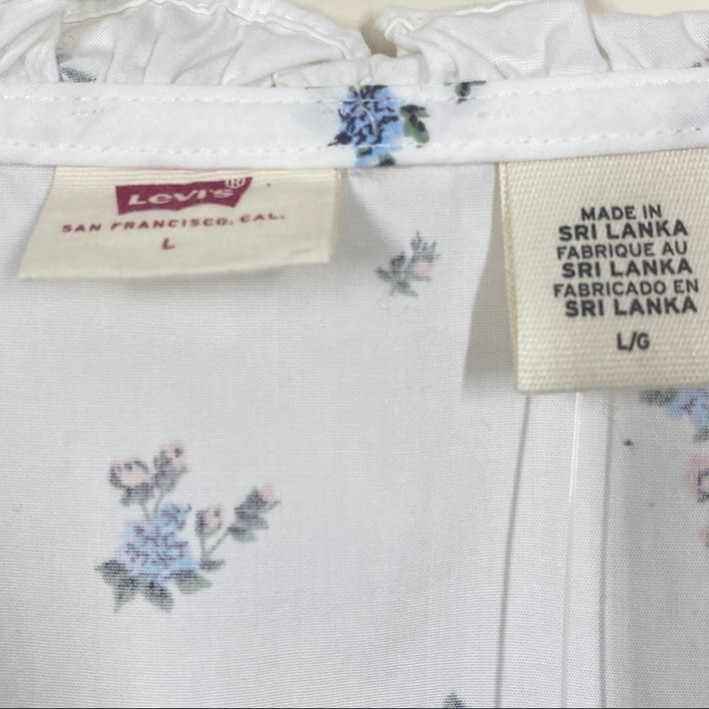 Levi’s New Crop Top Floral White Size L - Picture 3 of 8